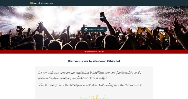 vue du site web sur un Pc