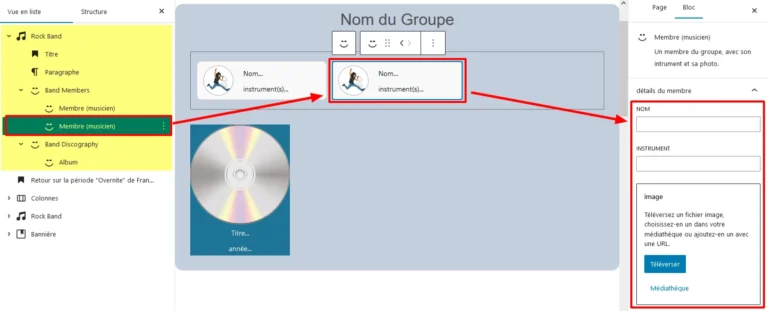 le bloc Rock Band en création