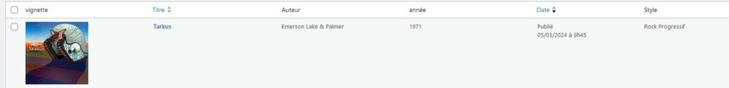 élément de liste album et ses taxonomies