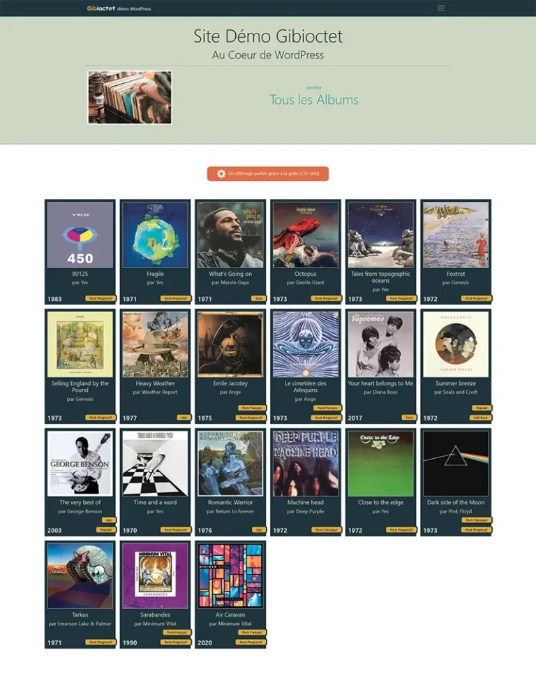 la liste des albums - contenus personnalisés